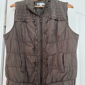 Olive Green Christopher and Banks puffy zip-up vest